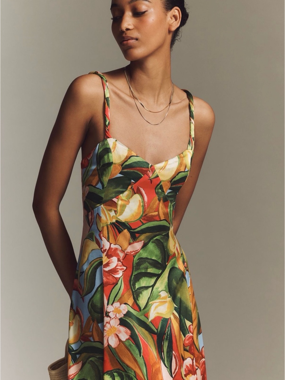 FARM Rio Tropical Floral Maxi Dress — Green, Orange, Yellow - Picture 3 of 9
